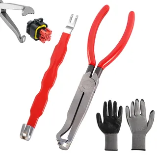 Kfz Werkzeug, Kfz Steckerlöser Set 3 in 3 Elektro Stecker Abzieher Werkzeug mit Handschuhe, Elektriker Werkzeug Universeller Entfernungs Set für Auto Reparatur Wartung