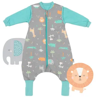 Schlummersack Kinderschlafsack Schlafsack mit Füßen und umklappbaren Bündchen, 1.0 Tog OEKO-TEX grau 60cm