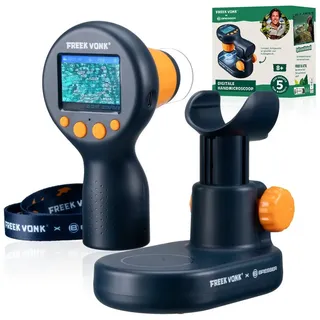 freek vonk x bresser Handmikroskop für Kinder, digital, 600x Vergrößerung, LED-Beleuchtung, Stativ, Foto- und Videoaufnahme