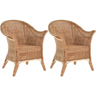 Set/2 Extra breiter Rattansessel Rattanstuhl Lounge Korbsessel Korbsessel Natur