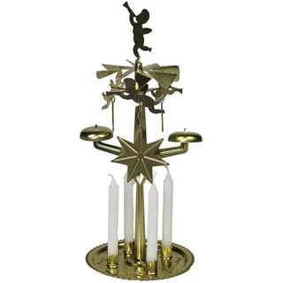 Weihnachtspyramide Engelsgeläut Klingelpyramide Metall Glockenspiel gold