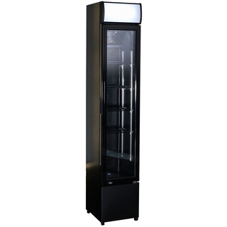 Flaschenkühlschrank mit 1 Glastür Getränkekühlschrank Kühlschrank Gastro 99 L -2/10°C 360x422x1880 mm Schwarz | + GROJU Geschirrtuch