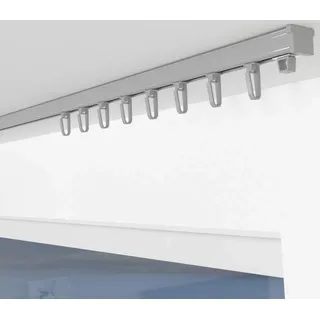 ALOHA Gardinenschiene aus Aluminium Vorhangschienen, Deckenbefestigung 1, 2, 3, 4, 5 -läufig für Schiebevorhänge, Vorhänge (ITU / 1-läufig / 360cm / mit Faltenlegehaken/Grau)