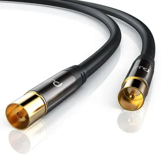 Primewire HDTV Antennenkabel mit 4-fach Schirmung IEC-Stecker zu RF-Buchse - 75 Ohm / 1 m