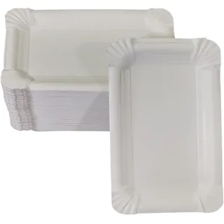 LogiPack GeRo 100 flache Pappteller weiß eckig 11 x 17 cm