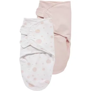 Meyco Baby Pucksack - 2er Pack - 0-3 Monate - Pucktuch Swaddle für Neugeborene - 100 % Baumwolle - Oeko Tex zertifiziert - weicher Schlafkomfort - feuchtigkeitsabsorbierend - Dots - Rosa/Hellrosa