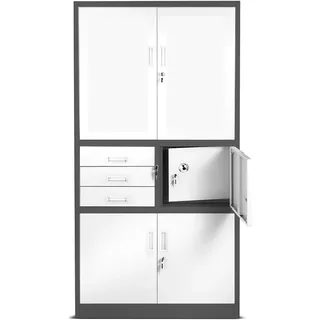 Jan Nowak C018S Aktenschrank 185 x 90 x 40 cm anthrazit-weiß
