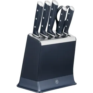 Tefal EverSharp Pro 6-teiliger Messerblock, patentierte Schärftechnologie, selbstschärfend, Verriegelungssystem, deutscher rostfreier Edelstahl, für Gemüse, Fleisch & Brot, Blau, K297S744