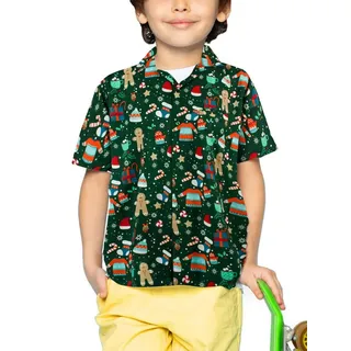 King Kameha Weihnachtshemd Kinder Kurzarm - Funky Hemd Weihnachten Junge - 8 Jahre
