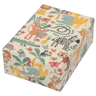 JUNG SCHÖNER VERPACKEN Geschenkpapier Oase Dschungeltiere mehrfarbig beidseitig bedruckt, 20,0 m