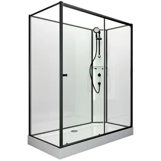 Schulte Ibiza Komplettdusche rechts 120 x 90 cm Sicherheitsglas schwarz/weiß Duschwanne