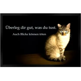 Ladreas Fußmatte Schmutzfangmatte Überleg dir gut was du tust Katze F553, 60x40 schwarz 60x40 | 40 cm x 60 cm