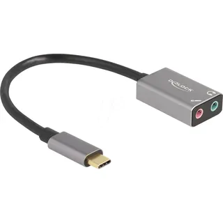 DeLock 67071 - Audio Adapter USB-C® - 2x Klinkenbuchse 3,5 mm] Grau