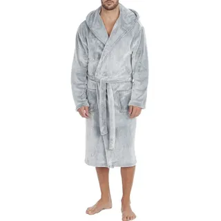 Badekönig Herrenbademantel Mikrofaser, Kapuze, Gürtel, Langform grau 3XL