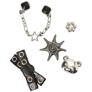 Crocs Unisex-Charms, silberfarben, niedlich, Punk, 5 Stück, mehrfarbig, Einheitsgröße, mehrfarbig, Einheitsgröße
