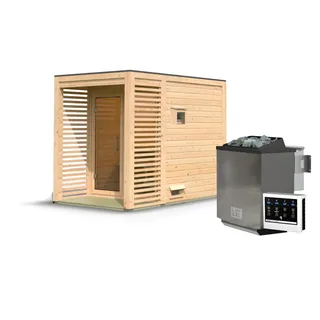 Karibu Gartensauna Saunahaus Angkor 1 9 kW Bio-Kombiofen inkl. Steuergerät