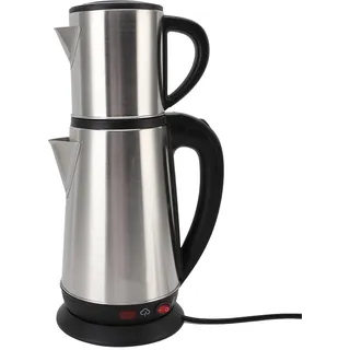 Cintemani Türkische Teekanne Set für Kocher, Edelstahl Doppeltee Maker mit Hitzegriffen Elektrische Türkische Tee Maker Tea Machine für Küche (EU Stecker 220 V)