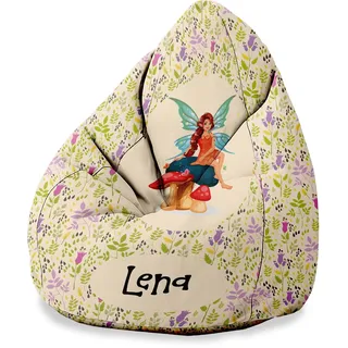 DreamRoots Personalisierte Sitzsack Kinder mit füllung - Personalisierte Geschenke Kinder - Sitzsack Kinderzimmer 70x70x105 cm - Bean Bag - Kindersitzsack