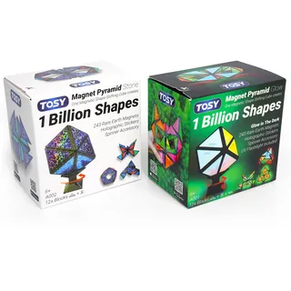 TOSY Magnet Pyramid – 1 Würfel verwandelt Sich in 1 Milliarde Formen, 12 Teile, 243 Magnete, Leuchtend, Kinder, holografisches Design, kreatives STEM-Puzzle, Set 1 Stone 1 Glow