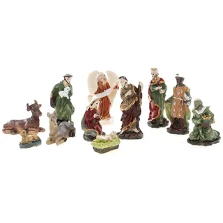 Ellug Mini Krippenfiguren Weihnachtskrippenfiguren Set 11-teilig H.:4,5cm in Plastikbox