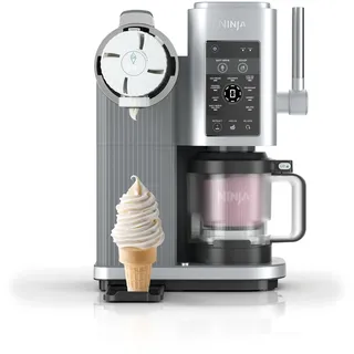 Ninja CREAMi Scoop & Swirl Eismaschine mit 2 Behältern, 13 Funktionen, für Eiscreme, Softeis, Gelato, Sorbet, Milchshakes und mehr, mit Mix-In-Funktion, Platinsilber, NC701EU