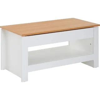 FineBuy Wohnzimmertisch Weiß 85x47x42cm Sofatisch Tisch mit Stauraum
