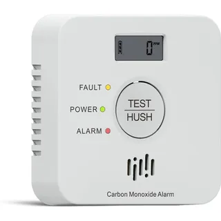 Kohlenmonoxid Melder, 10-Jahres-Batterie CO melder mit LCD-Display und Silent-Test-Taste, EN50291 konform, Kohlenmonoxid-Warner (TCS0202A)