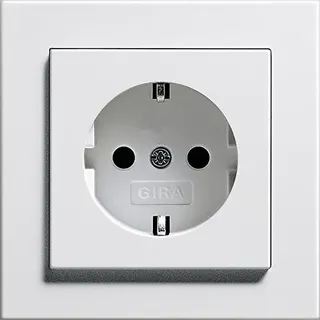 Komplett-Set Gira E2 Abdeckrahmen, 1-fach - Reinweiß, glänzend mit Steckdose -GIRA- -weiß-