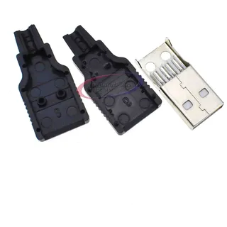 10 x USB-Stecker Ersatz 4-polig Typ A Buchse Stecker Lötanschluss Reparatur AWG Draht Kabel DIY Kit Jack (männlich)