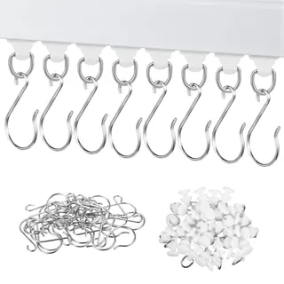 ZMZaoan 30 Set Vorhangschiene Haken für Gardinen Schienensystem Haken für Gardinenschiene - Vorhang Haken Weiße Gardinen für Schienensystem Gleiter für Dusche Tür Fenster Etagenbettvorhang