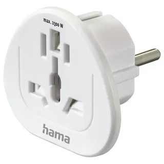 Hama 00223455 Reiseadapter Typ E und F, 3-polig, universal, Welt nach Europa, Weiß
