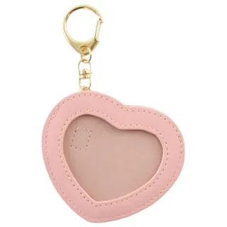 yanwuwa Cartoon-Herz-Form-Abzeichen-Halter, Schlüsselanhänger, Anime-Anstecknadel, PU-Leder, Displayschutztasche für Studenten und Sammler, rose