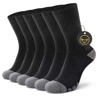YouShow 50% Merino Wandersocken Herren Damen 3 Paar Thermo Outdoor Trekking Socken mit Cushioned Anti-Blasen Warme Wintersocken Schwarz 43-46 - 43-46