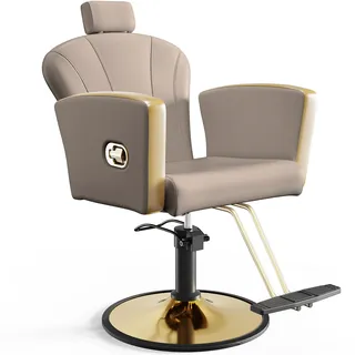 Anunweldo Höhenverstellbarer Friseurstuhl mit Kopfstütze (Schokoladengrau)