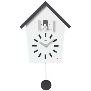 Cuco Clock Kuckucksuhr mit Pendel 28,3 x 22,8 x 10,4cm Schwarz | Pendeluhr Wanduhr, Schwarzwald Design mit Kuckuck, automatische Nachtabschaltung per Lichtsensor, Vogelgezwitscher