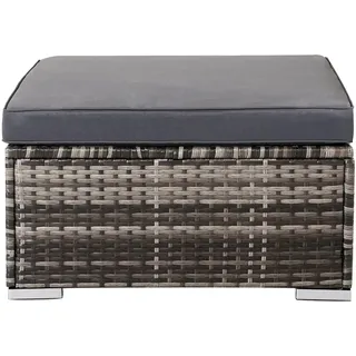 Arebos Poly-Rattan Gartenlounge Hocker | Inkl. Sitzkissen | Grau | Wetterbeständiger Garten-Hocker | 75 x 75 x 45 cm