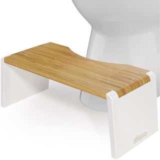 Squatty Potty Stockholm Falten Bambus Toilette Hocker, 7-Zoll Collapsible, Braun und Weiß