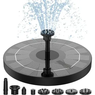 Sjqka - Solar Springbrunnen für Außen Verbesserter, Solarbrunnen für Draussen mit 6 Sprüh Effekten, Solar Teichpumpe Solar Schwimmender Fontäne Pumpe