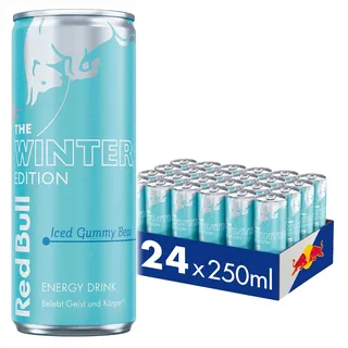 Red Bull Energy Drink, Iced Gummy Bear, Winter Edition, 24 x 250 ml, Dosen Getränke 24er Palette, OHNE PFAND