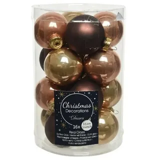 Kaemingk Weihnachtsbaumkugeln Glas 3,5 cm 16 Stück hell braun mix