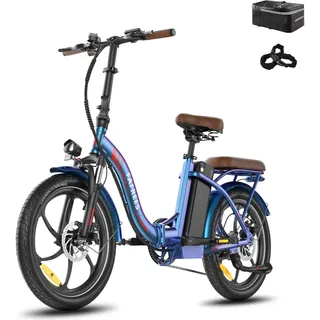 Fafrees F20+ PRO E-Bike | 36V 22,5AH Akku | 100KM Reichweite | Chamäleonfarbe | 250W Motor (Rückentasche + Fahrradschloss, Prismablau)