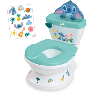 Bright Starts Disney Baby Stitch My Size Töpfchen von Bright Starts, 2-in-1 Kinder-Töpfchen mit Spülgeräusch, Abnehmbarem Toilettensitz, Enthält 12 Aufkleber, Töpfchentraining, Ab 18 Monaten