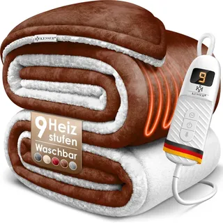 Kesser KESSER® Heizdecke mit Abschaltautomatik Doppelseitig Elektrische Wärmedecke Kuscheldecke Bett, Sofa 9 Temperaturstufen waschbar bis 40°C mit Timer Digitalanzeige