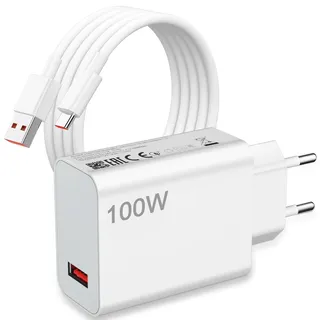 Ladegerät 100W und USB C Kabel für Xiaomi Redmi Note 15 Pro+ Poco F8 Pro F8 Ultra 17 Pro Max 5G,Schnellladung Adapter USB Netzteil und 1Meter Ladekabel Typ C 6A für Xiaomi Redmi K90-Pro Max Mi Pad