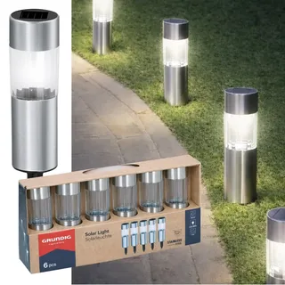 Grundig Solarleuchte Edelstahl 15,0 cm 6er Set lila/silber