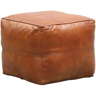 Marrakesch Orient & Mediterran Interior Vintage Pouf Sitzkissen Hocker aus Leder Fjord