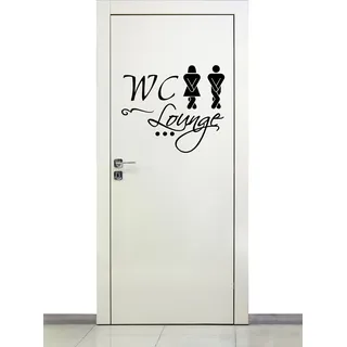 Türaufkleber fürs WC / Wandtattoo selbstklebende Beschriftung für Türen ~ WC Lounge, Toilettenmännchen ~ 68114-28x24 cm Wandaufkleber Wandtatoos Sticker Aufkleber für die Wand, Tapetensticker, Badezimmertür