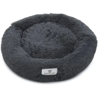 pfoten&nasen® Wolke 7 Hundebett [Dunkelgrau, M - 75cm] – Flauschiges Donut-Hundekissen für mittelgroße Hunde – Waschbares, Weiches Rundbett – Kuscheliges Hundesofa & Komfort-Schlafplatz