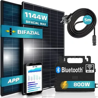 Black Frame BIFAZIAL 1144W/800W mit 800W Astro Energy Micro Wechselrichter 2 x 440 W