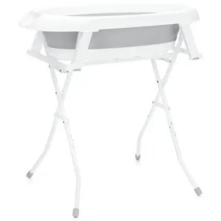 fillikid Faltbare Baby-Badewanne mit integriertem Thermometer & Gestell - Grau Weiß